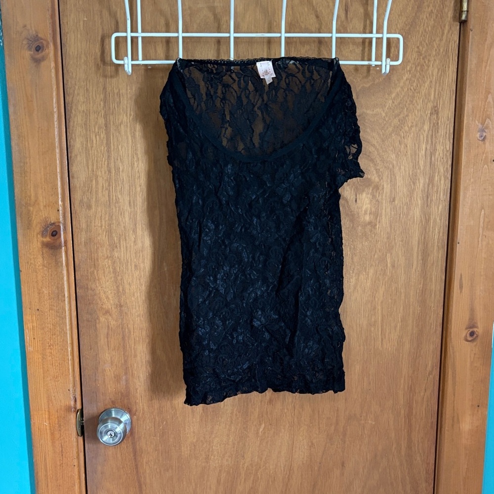 Rue21 Black Lace Short Sleeve Top